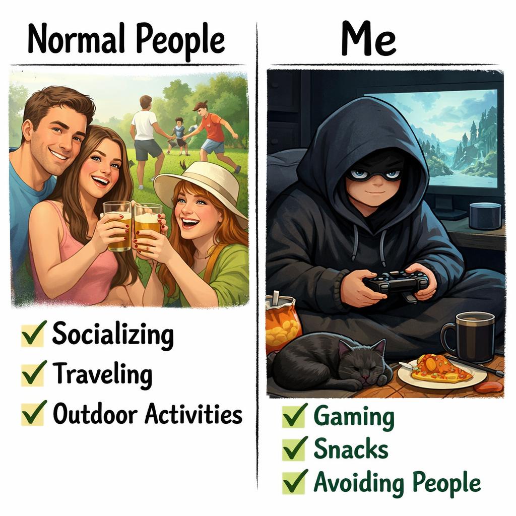 normal people vs me Blank Meme Template