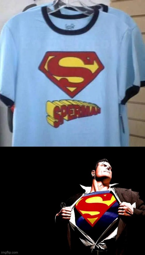 Sperman | image tagged in superman,you had one job,memes,t-shirt,spelling error | made w/ Imgflip meme maker