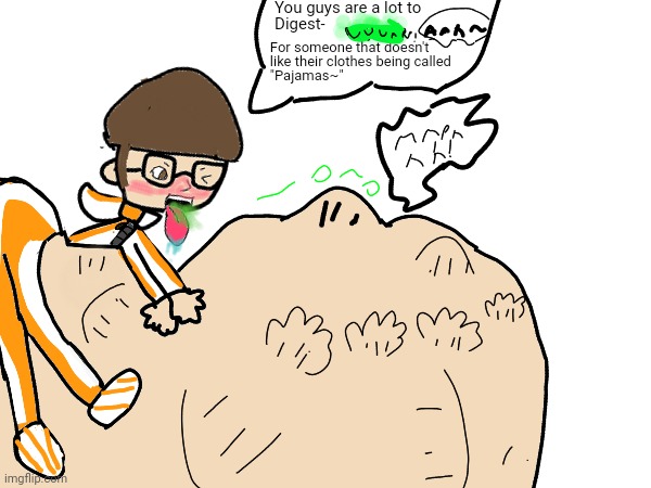 Vector melts his meal full of his prisoners that call his tracksuit "pajamas" as he relaxes and digests his meal in peace~ | image tagged in vore,vector,despicable me | made w/ Imgflip meme maker