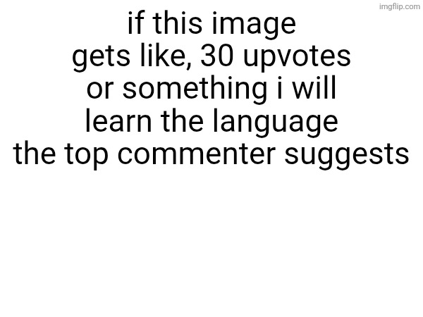 if this image gets like, 30 upvotes or something i will learn the language the top commenter suggests | made w/ Imgflip meme maker
