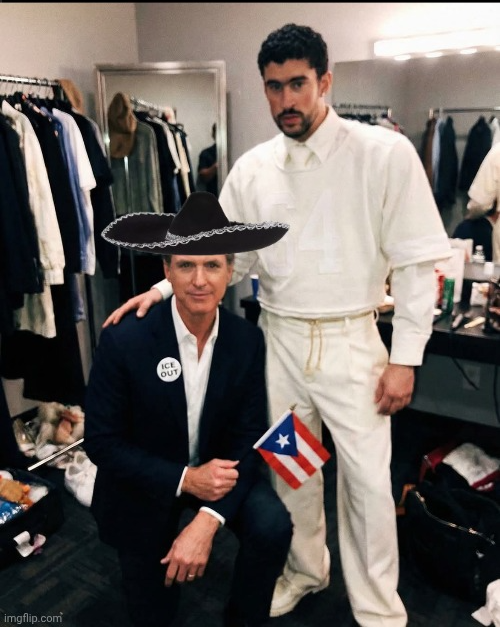 Greasy Gavin Newsom with Bad Bunny Blank Meme Template