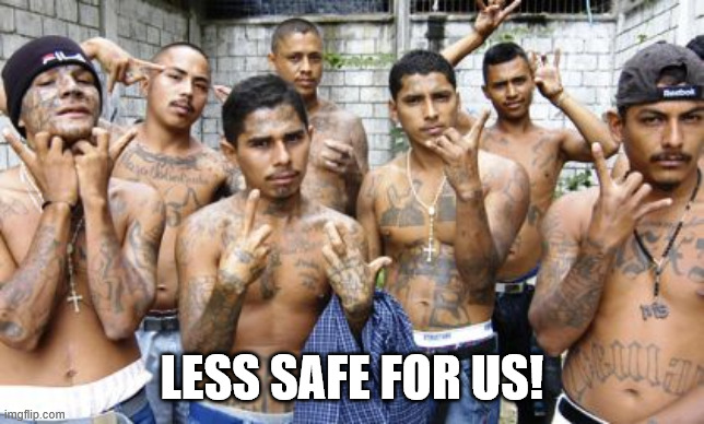 Ms13 | LESS SAFE FOR US! | image tagged in ms13 | made w/ Imgflip meme maker