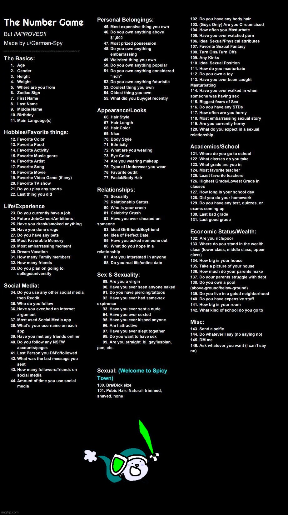 I’ll do it too (there are some questions he won’t answer) | image tagged in the number game | made w/ Imgflip meme maker