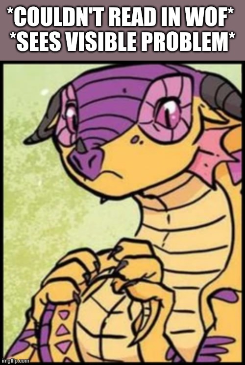 *COULDN'T READ IN WOF* 
*SEES VISIBLE PROBLEM* | made w/ Imgflip meme maker