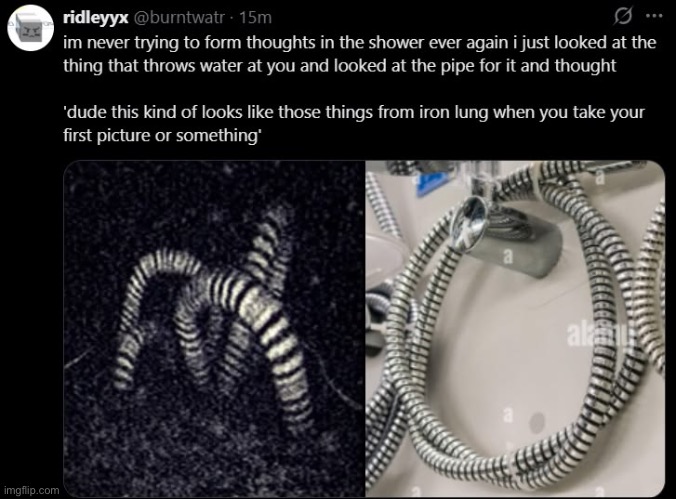 The thing that throws water at you | image tagged in iron lung | made w/ Imgflip meme maker
