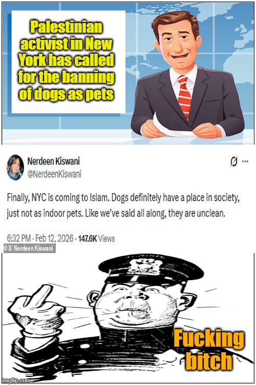 She now claims it was "just a joke" | Palestinian activist in New York has called for the banning of dogs as pets; Fucking bitch | image tagged in islam,new york,dogs,submit,pets | made w/ Imgflip meme maker