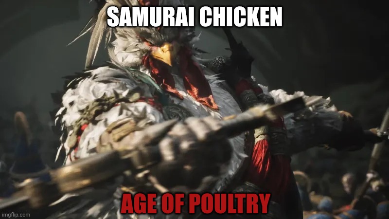 Samurai Chicken | SAMURAI CHICKEN; AGE OF POULTRY | image tagged in samurai chicken,video games,games,chicken,funny memes,funny | made w/ Imgflip meme maker