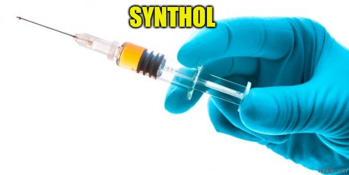 Syringe vaccine medicine | SYNTHOL | image tagged in syringe vaccine medicine | made w/ Imgflip meme maker