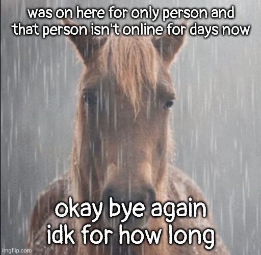 mc are open if you ever want to | was on here for only person and  that person isn't online for days now; okay bye again idk for how long | made w/ Imgflip meme maker