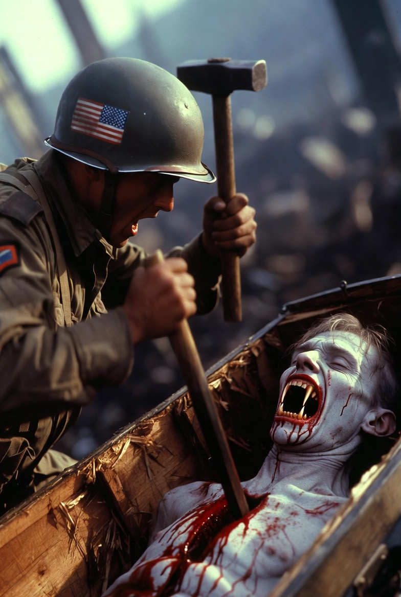 Nazi vampire coffin two American soldiers Blank Meme Template