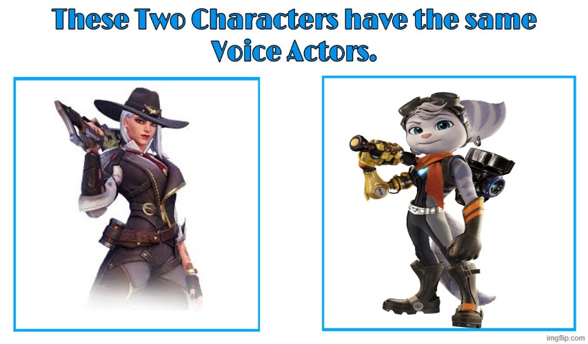 Jennifer Hale | image tagged in same voice actor,jennifer hale,overwatch,ratchet and clank,activision,playstation | made w/ Imgflip meme maker