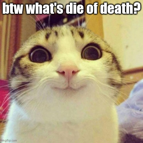 Smiling Cat Meme | btw what's die of death? | image tagged in memes,smiling cat | made w/ Imgflip meme maker