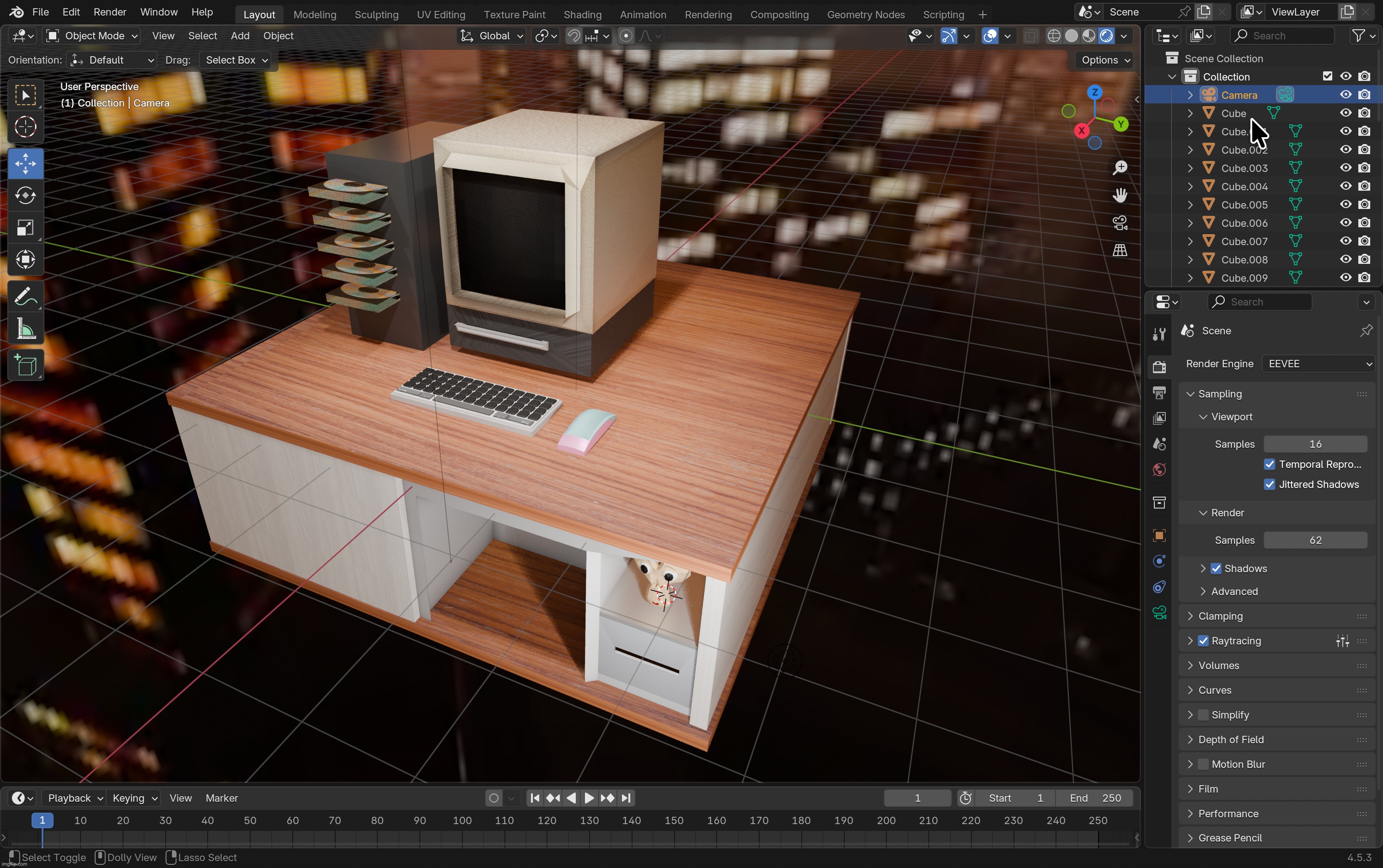 Hey moderators! Care to give me a lil' rating? | image tagged in blender,3d,render,retro,computer and desk,nice background lol | made w/ Imgflip meme maker