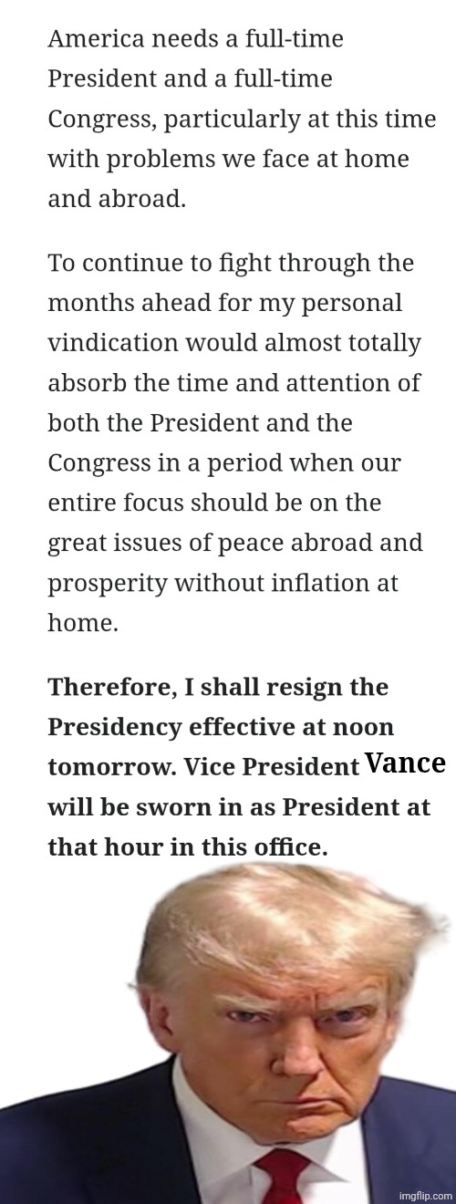 Watergate Resignation Speech | Vance | image tagged in email scandal,scandal,lies | made w/ Imgflip meme maker