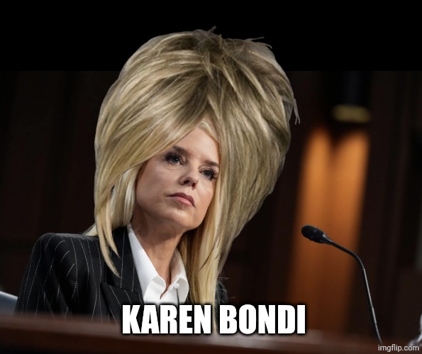 Pam Bondi | KAREN BONDI | image tagged in pam bondi,lies,karen | made w/ Imgflip meme maker