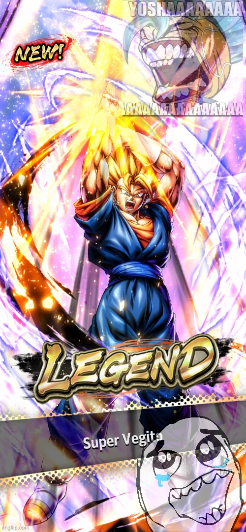 NEW LEGEND SUPER VEGITO PULL!!!!!! | image tagged in vegito,super saiyan,dragon ball z,saiyan,potara,fusion warrior | made w/ Imgflip meme maker
