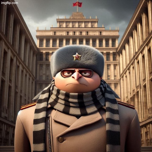 Komrade GRU (note: I of course am not supporting communism in any way, just a shitpost, also not political) | image tagged in shitpost,communism,comrade,despicable me,communist,gru | made w/ Imgflip meme maker