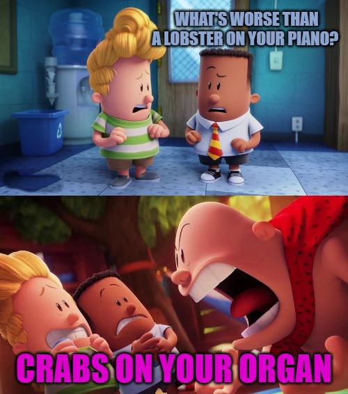 cup | WHAT'S WORSE THAN A LOBSTER ON YOUR PIANO? CRABS ON YOUR ORGAN | image tagged in cup | made w/ Imgflip meme maker