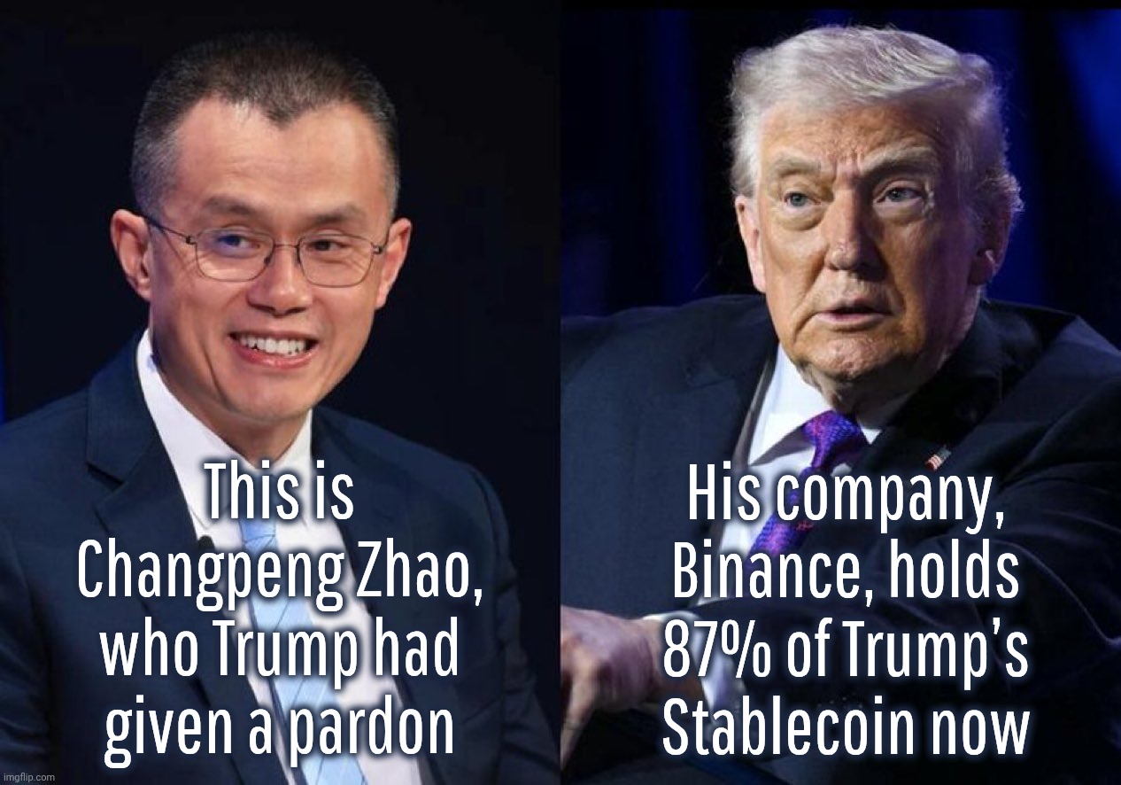 Draining the swamp... Right out of prison and into his pocket,,, | His company, Binance, holds 87% of Trump’s Stablecoin now; This is
Changpeng Zhao,
who Trump had
given a pardon | image tagged in changpeng zhao,trump,binance,trump cryptocurrency,pardon,for a grift | made w/ Imgflip meme maker