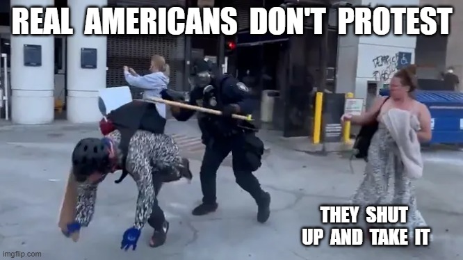 Tread on Me, Donald - Please! | REAL  AMERICANS  DON'T  PROTEST; THEY  SHUT  UP  AND  TAKE  IT | image tagged in stop it | made w/ Imgflip meme maker