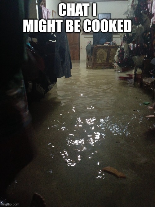 The flood is insane bruh | CHAT I MIGHT BE COOKED | made w/ Imgflip meme maker