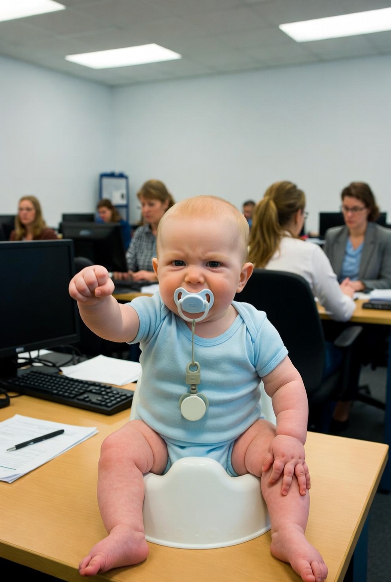 Stone Fat Boy Baby Office workers Boss snicker laughing Blank Meme Template