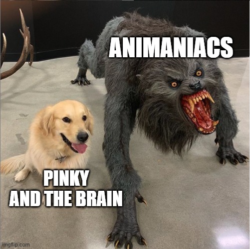 I know nothing about them but... | ANIMANIACS; PINKY AND THE BRAIN | image tagged in dog vs werewolf | made w/ Imgflip meme maker