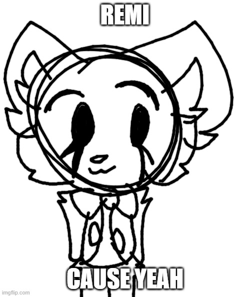 Remi | REMI; CAUSE YEAH | image tagged in white rectangle | made w/ Imgflip meme maker