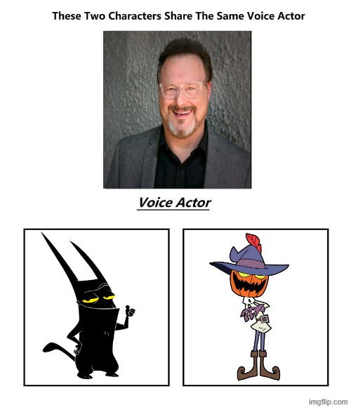 Wayne Knight | image tagged in same voice actor,wayne knight,the grim adventures of billy and mandy,catscratch,cartoon network,nickelodeon | made w/ Imgflip meme maker