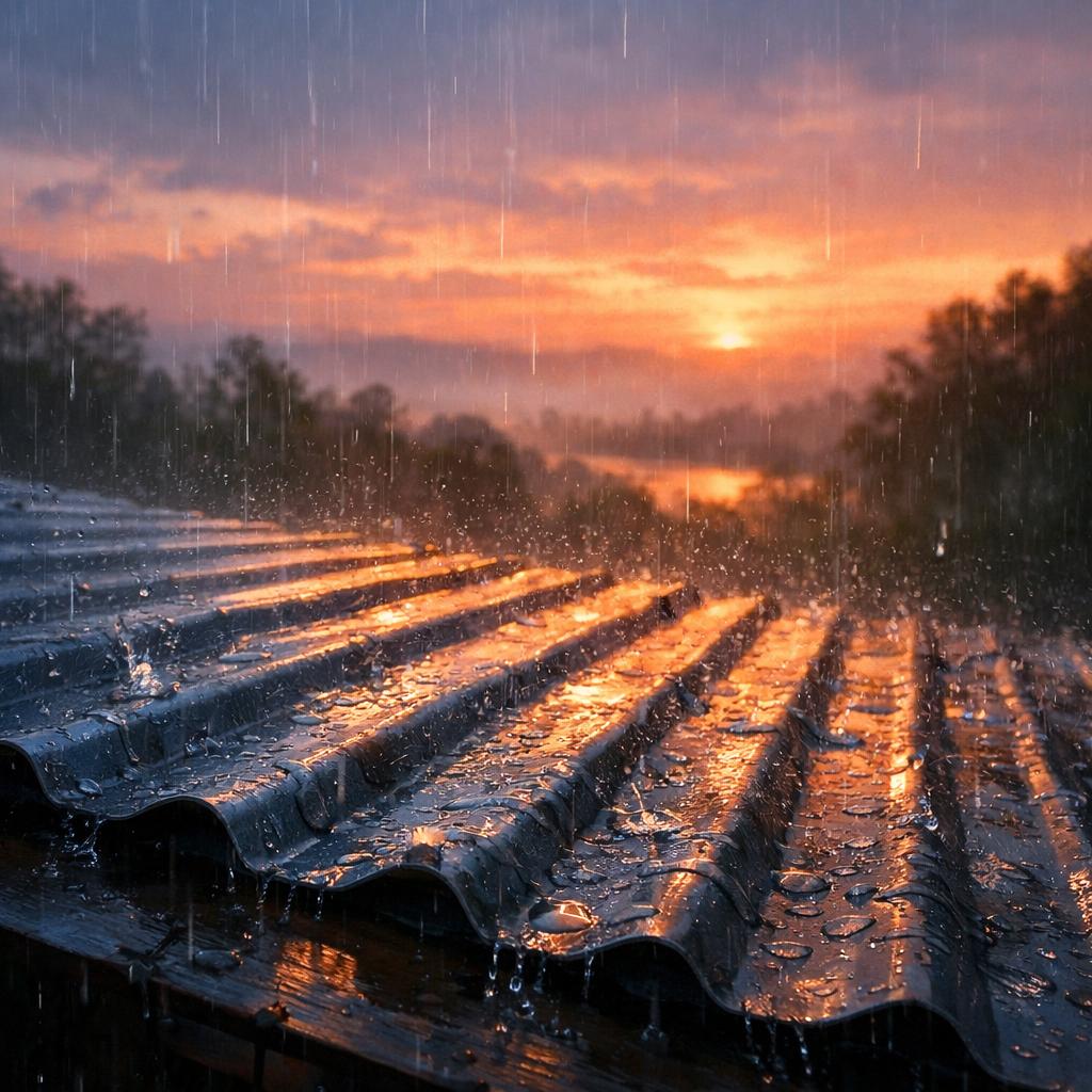 Rain on a tin roof at dawn Blank Meme Template