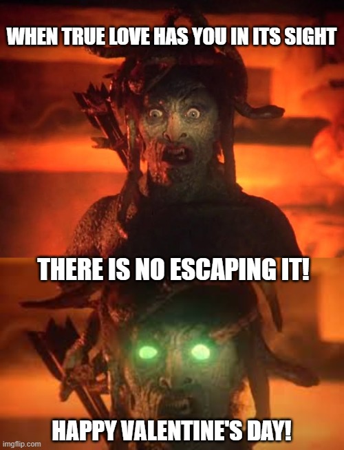 Cannot escape true love | WHEN TRUE LOVE HAS YOU IN ITS SIGHT; THERE IS NO ESCAPING IT! HAPPY VALENTINE'S DAY! | image tagged in valentine's day | made w/ Imgflip meme maker