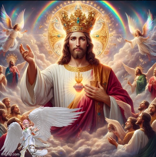 King Jesus and Angels Blank Meme Template