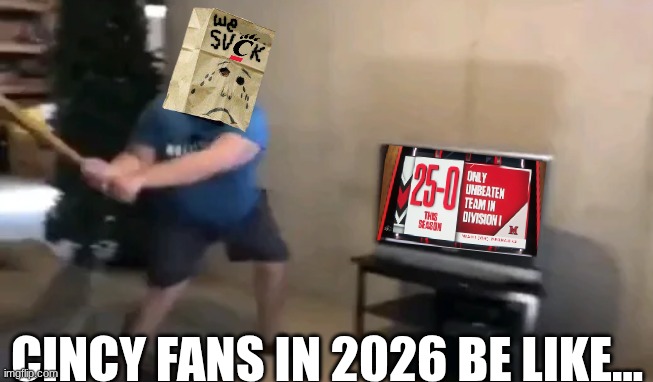 Miami Ohio Basketball meme | CINCY FANS IN 2026 BE LIKE... | image tagged in memes,basketball,college football,nba memes,cincinnati,tv | made w/ Imgflip meme maker
