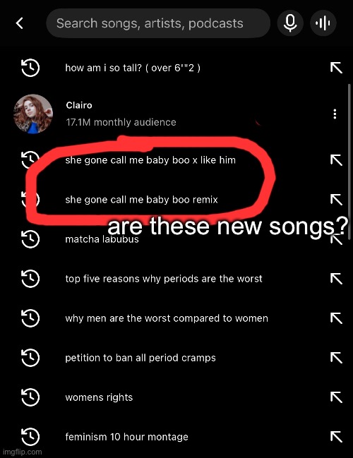 feminist btw | are these new songs? | made w/ Imgflip meme maker
