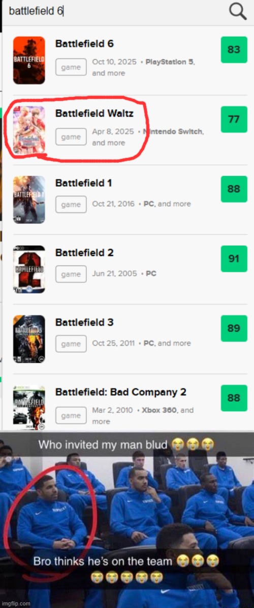 was looking through Battlefield games on Metacritic and found this | image tagged in bro thinks he's on the team,battlefield,metacritic,stop reading the tags | made w/ Imgflip meme maker