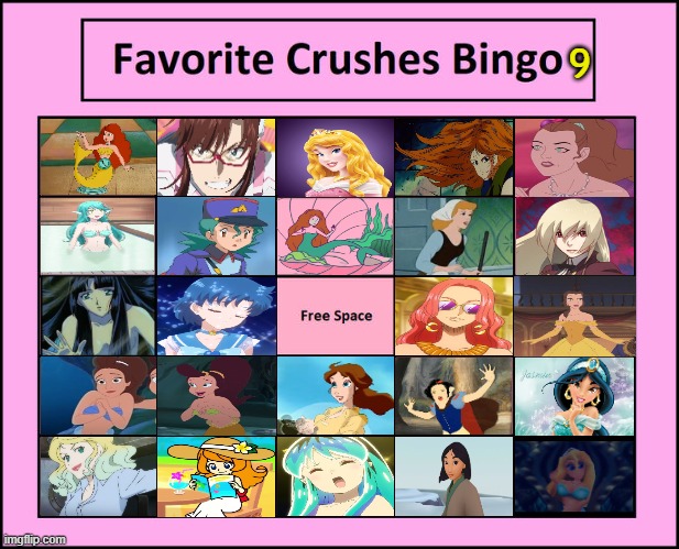 crushes bingo 9 Blank Meme Template