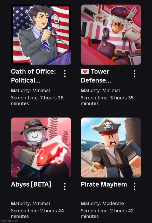 My top 4 most played roblox games | image tagged in roblox | made w/ Imgflip meme maker