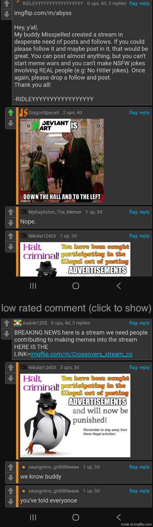 I Have NO Words But They Just Advertise For No Reason | image tagged in low rated comment dark mode version | made w/ Imgflip meme maker