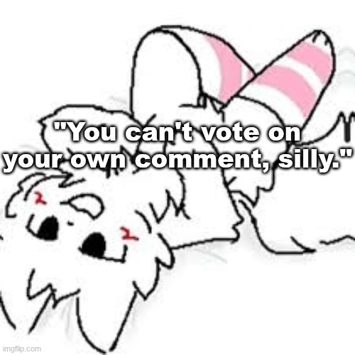 upside down boykisser | "You can't vote on your own comment, silly." | image tagged in upside down boykisser | made w/ Imgflip meme maker