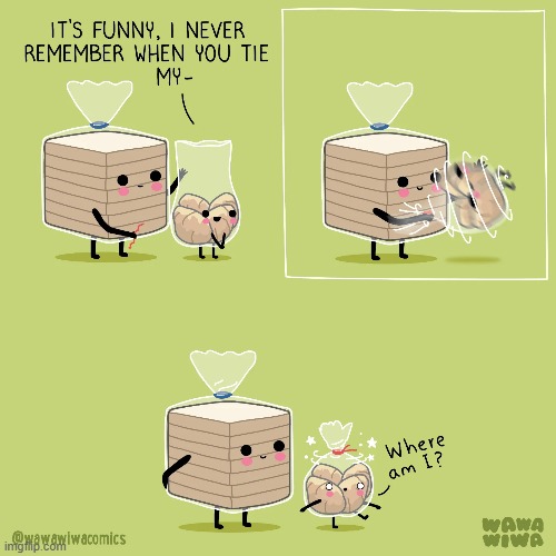 image tagged in bread,bags,spin,spinning,tie,dizzy | made w/ Imgflip meme maker