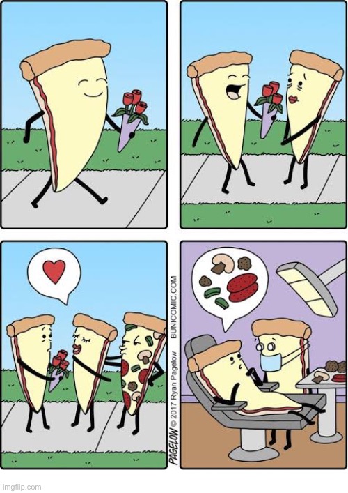 Pizza is better with toppings… | image tagged in comics,buni comics,pizza,plain,toppings,add ons | made w/ Imgflip meme maker