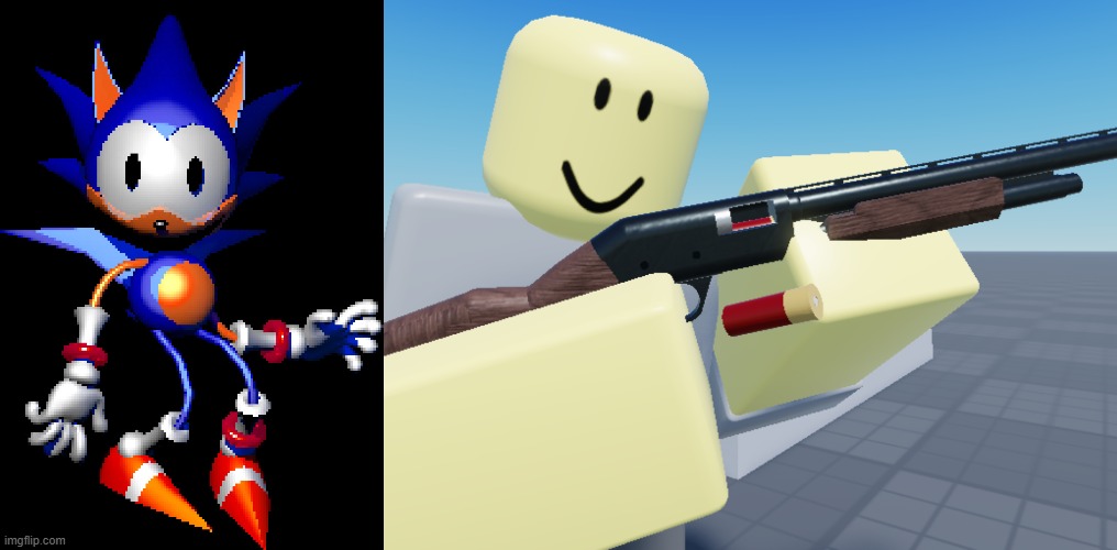 image tagged in rewrite sonic,tds scout cocking shotgun | made w/ Imgflip meme maker