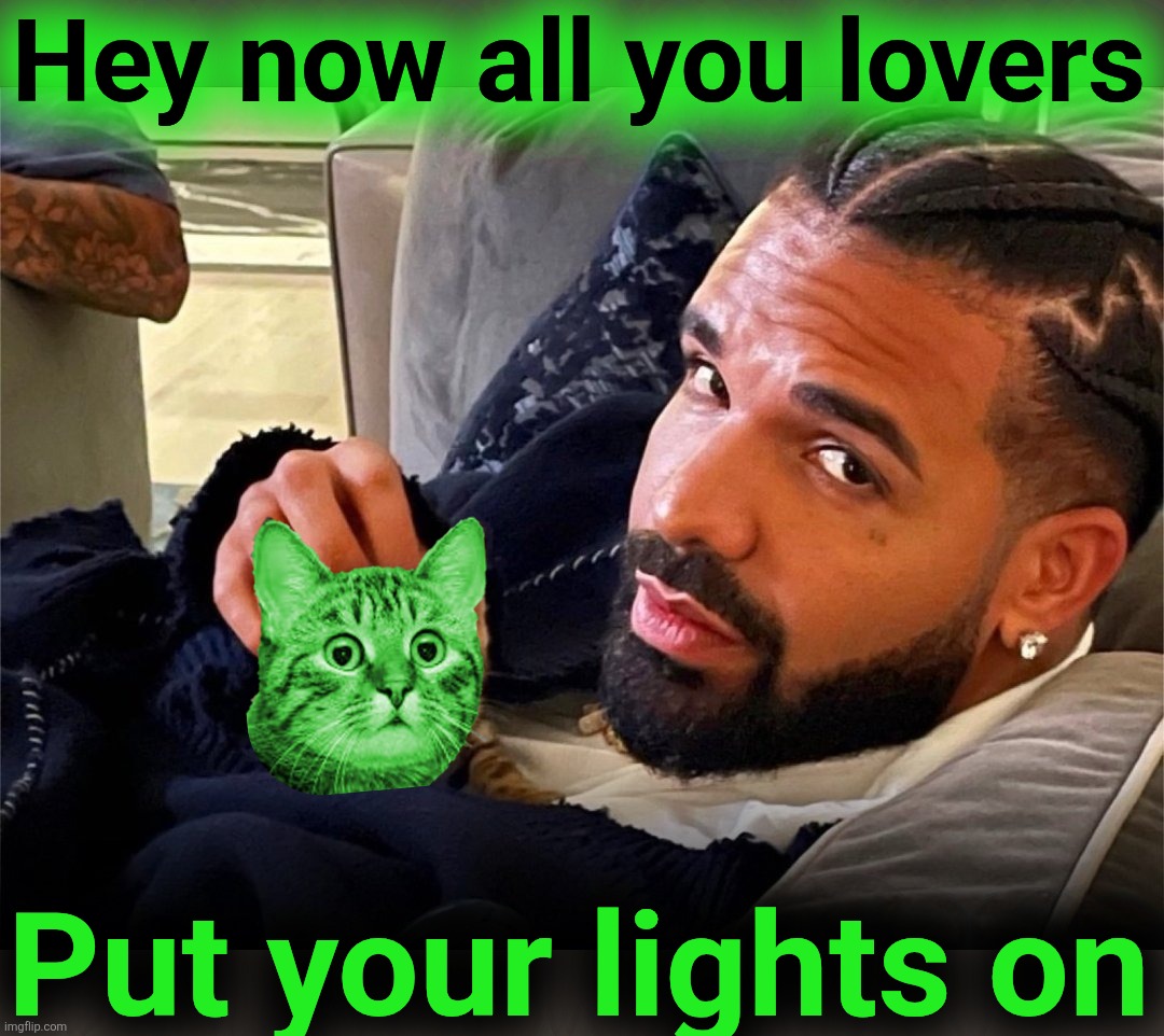 Drizzy kitten | Hey now all you lovers Put your lights on | image tagged in drizzy kitten | made w/ Imgflip meme maker