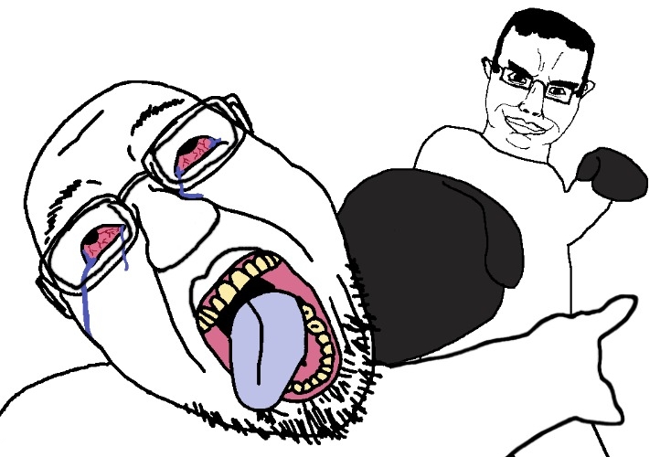 Chudjak punching Wojak Pointing Blank Meme Template