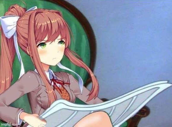Newspaper Monika | image tagged in newspaper monika | made w/ Imgflip meme maker