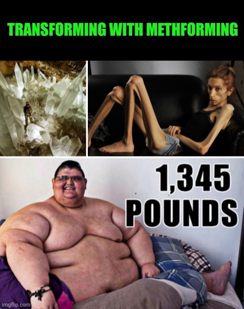 Funny | TRANSFORMING WITH METHFORMING | image tagged in funny,fat,skinny,drugs,medicine,transformation | made w/ Imgflip meme maker