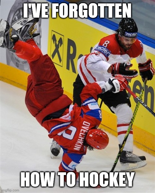Hockey meme (because I forgot) | I'VE FORGOTTEN; HOW TO HOCKEY | image tagged in hockey,i forgor | made w/ Imgflip meme maker