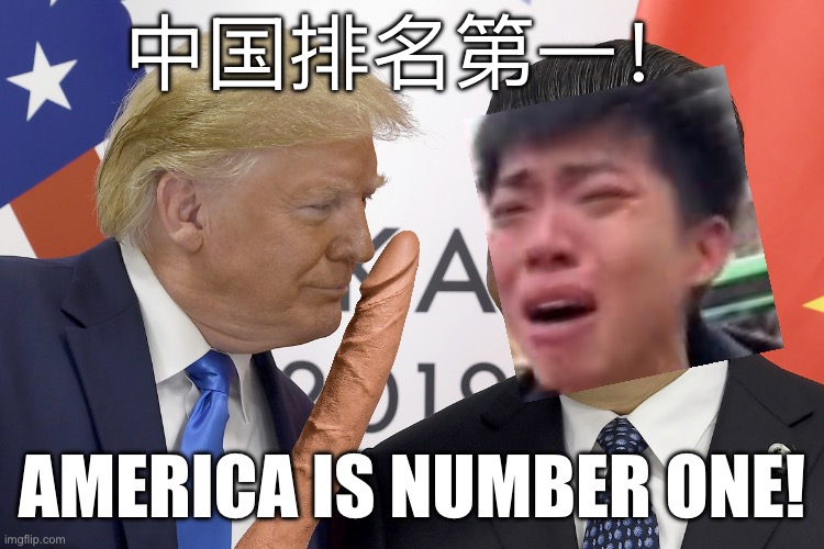Trump and his best buddy Xi | 中国排名第一！; AMERICA IS NUMBER ONE! | image tagged in trump and his best buddy xi | made w/ Imgflip meme maker