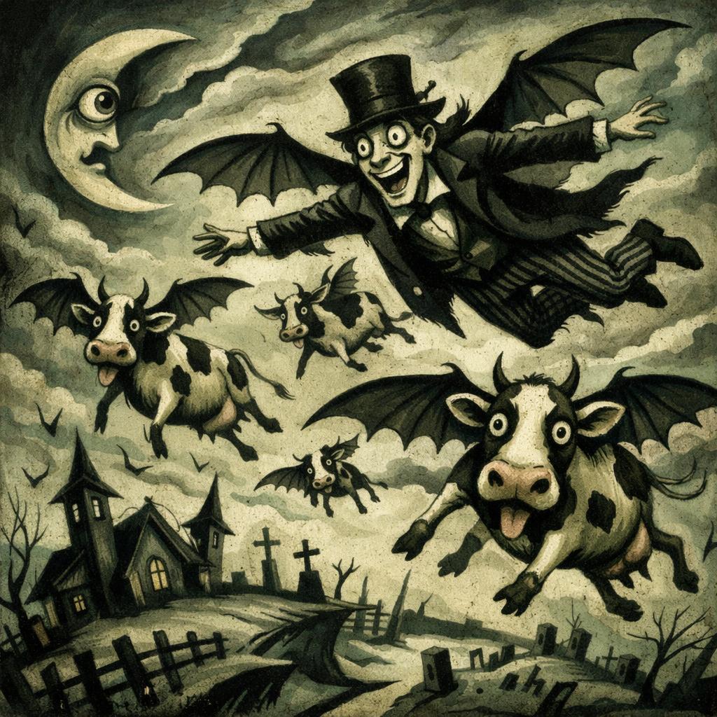 man flying with cows Blank Meme Template