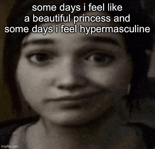 ellie | some days i feel like a beautiful princess and some days i feel hypermasculine | image tagged in ellie | made w/ Imgflip meme maker